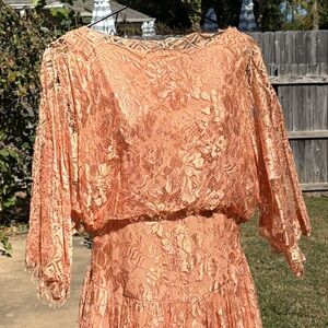 Vintage Peach 1950s Werle Beverly Hills dress Full Circle Day Dress